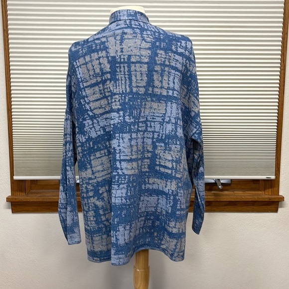 J. Jill Purejill Indigo Blue and Gray Patterned Long Cardigan Sweater Size SP - Picture 7 of 12